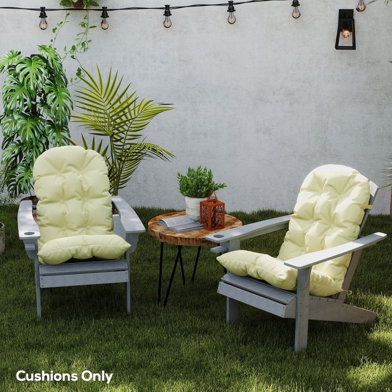 Outsunny Adirondack Chair Cushions Set of 2, Tufted High Back Patio Chair Cushions with Ties, Non-Slip Cushions for Adirondack Chairs, Beige