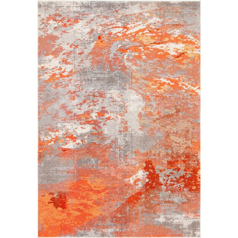 Madison MAD440 Power Loomed Indoor Area Rug - Grey/Orange - 6'x9' - Safavieh