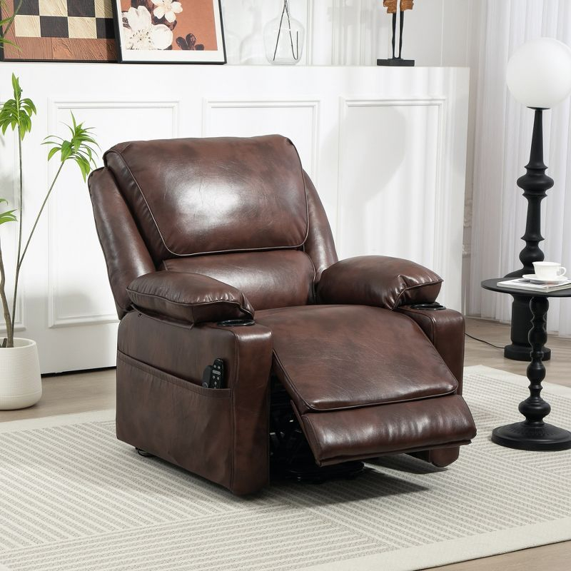 HOMCOM Power Lift Recliner Chair, Electric Heated Massage Reclining Chair with Remote, Side Pockets, Pocket Spring, Brown