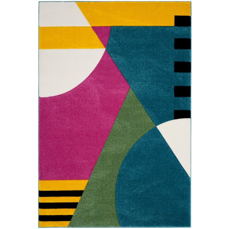 Hollywood HLW706 Power Loomed Area Rug - Peacock Blue/Fuchsia - 5'3"x7'6" - Safavieh.