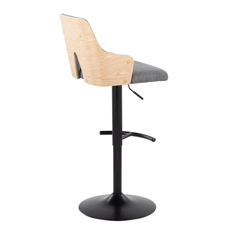 LumiSource Set of 2 Stella Adjustable Swivel Barstools Black/Natural Wood/Light Gray