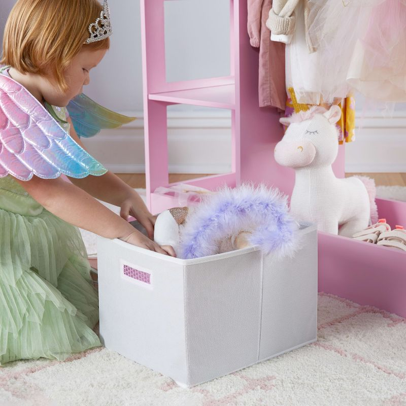 Guidecraft See and Store Dress Up Center - Pink: Kids' Pretend Play Clothes and Costume Armoire with Clothing Rack Storage and Mirror