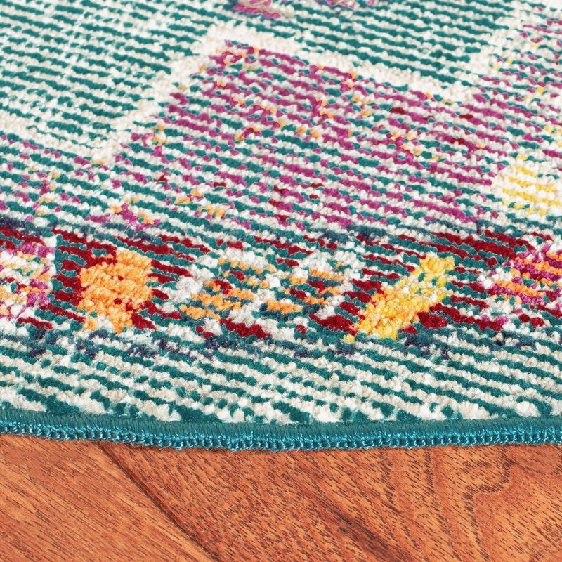 Crystal CRS501 Loomed Indoor Area Rug - Teal/Orange - 7'x7' Round - Safavieh