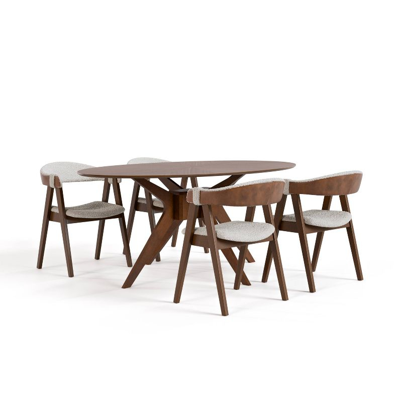 HOMES: Inside + Out 5pc Pearlcrest Mid-Century Modern Dining Table Walnut
