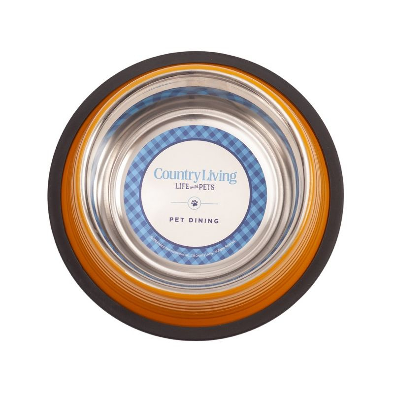 Country Living Set of 2 Ribbed No-Tip Non-Skid Pet Bowls - Durable & Safe for Dogs - Prevents Spills, Easy to Clean