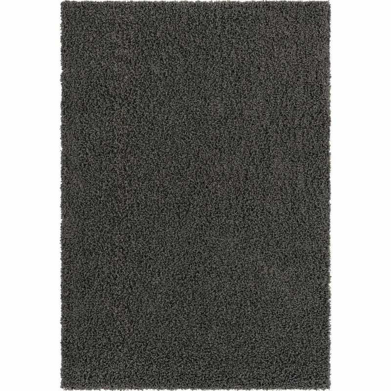 Unique Loom 4' 1 x 6' 1 Solid Shag Graphite Gray Area Rug