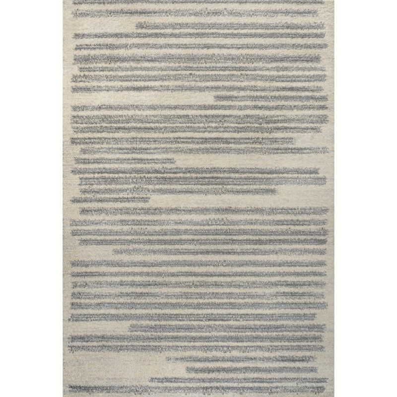 JONATHAN Y Khalil Modern Berber Stripe Cream/Gray 8 ft. x 10 ft. Area Rug