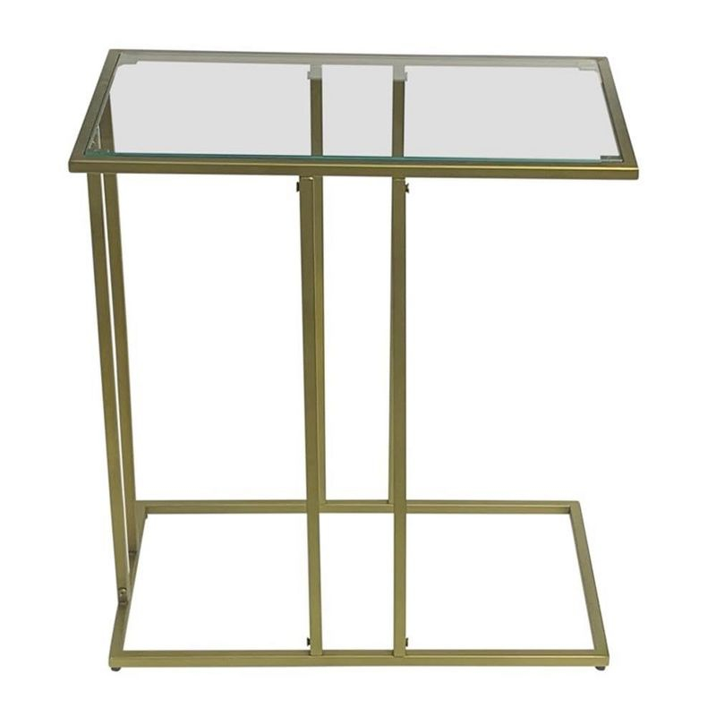 Carolina Living Serena End Table - Tempered Clear Glass - Antique Gold