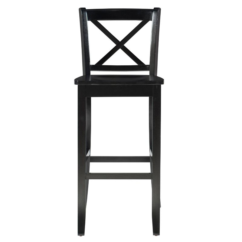 30" Torino X Back Wood Barstool - Black - Linon: Solid Rubberwood, Unupholstered, Armless