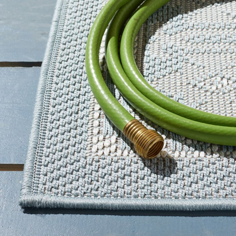 Martha Stewart Indoor Outdoor MSRO327 Power Loomed Area Rug - Aqua/Blue Ivory - 4'5"x6'5" - Safavieh.