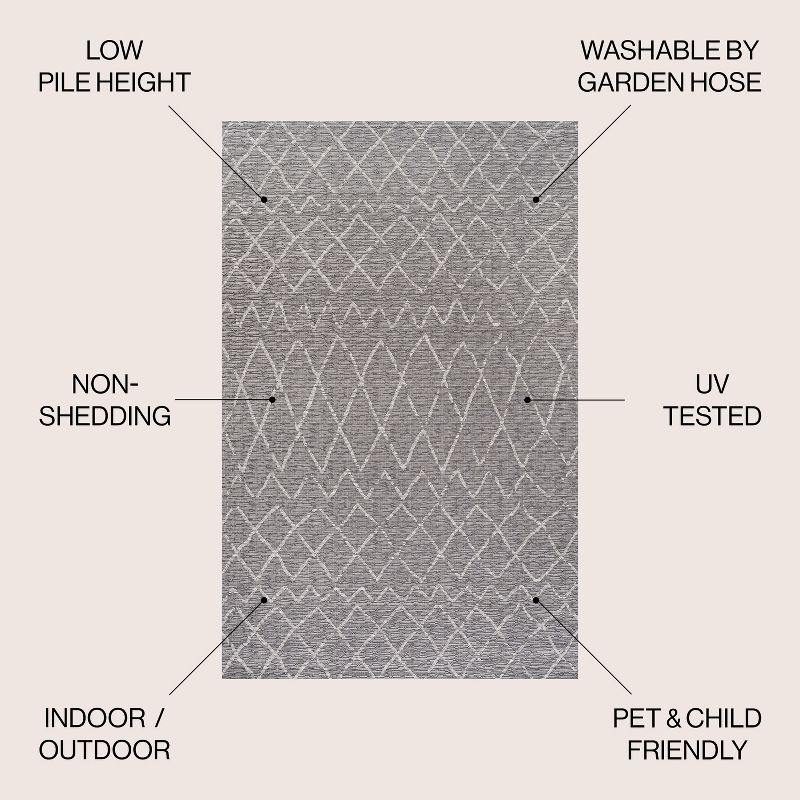 8'x10' Madaba Moroccan Trellis Indoor/Outdoor Area Rug, Gray/Cream - JONATHAN Y