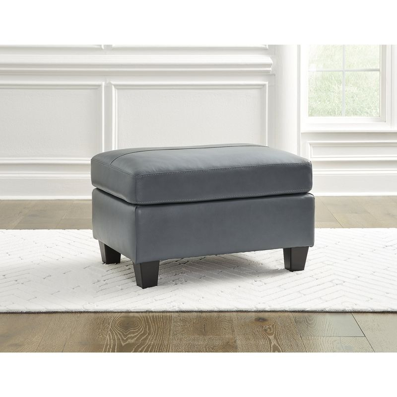Signature Design by Ashley Contemporary Genoa Ottoman Leather Steel