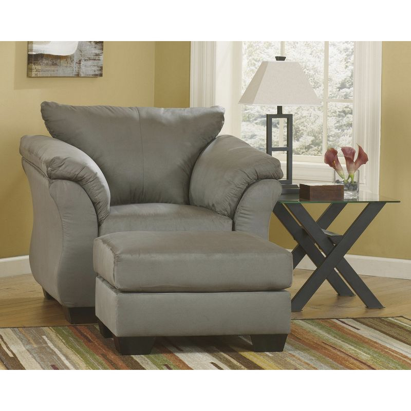 Signature Design by Ashley Contemporary Darcy Ottoman Microfiber Cobblestone