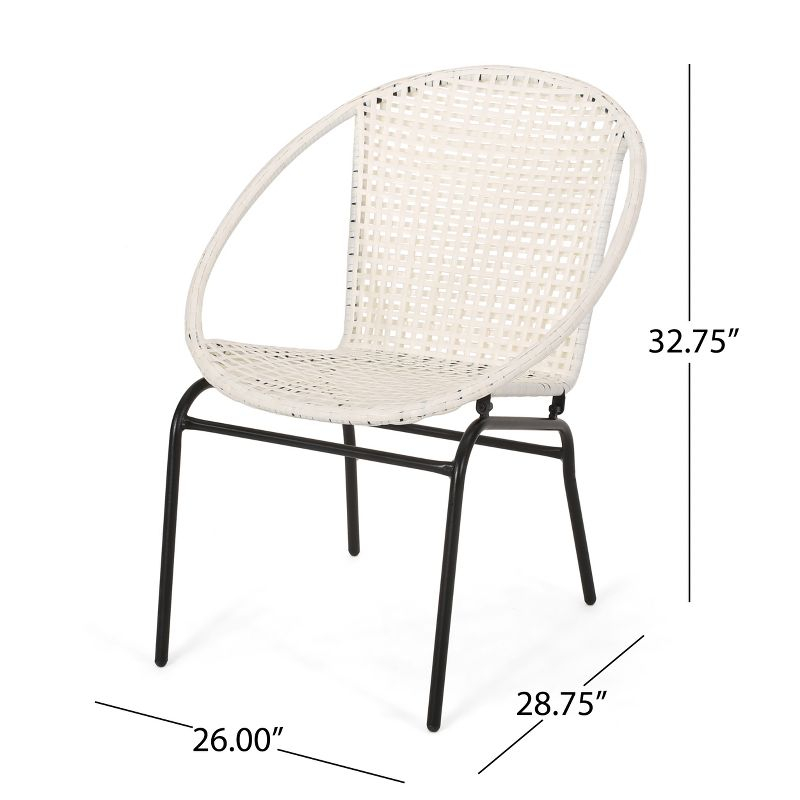 GDFStudio Belvidere Outdoor Wicker and Tempered Glass 3 Piece Chat Set, White