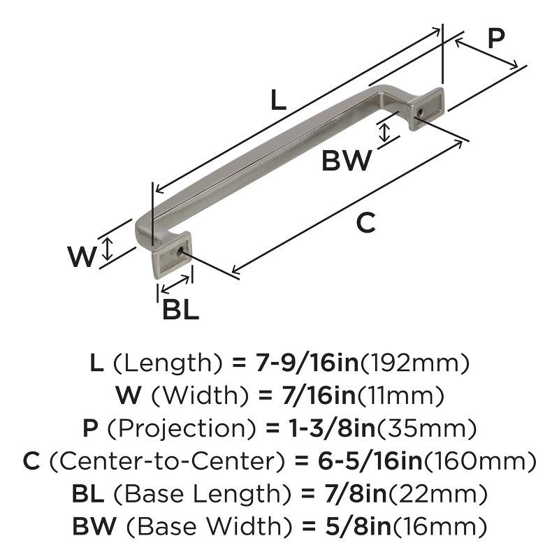 Amerock Westerly 6-5/16 inch (160mm) Center-to-Center Polished Nickel Cabinet Pull