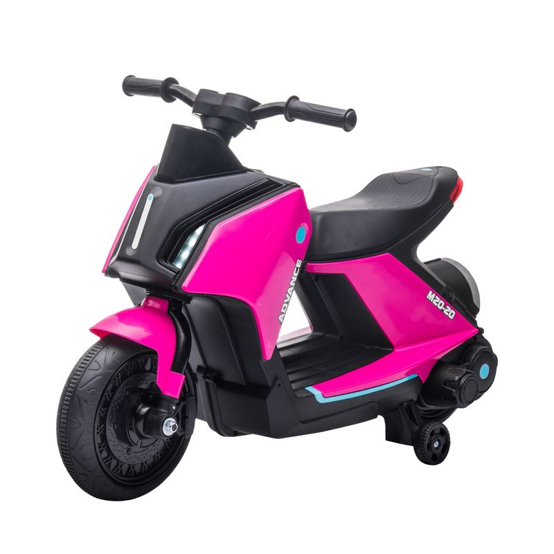 Aosom 6V Kids Motorcycle Dirt Bike Electric Battery-Powered Ride-On Toy Off-road Street Bike with Music, Headlights, Rechargeable Battery, Pink