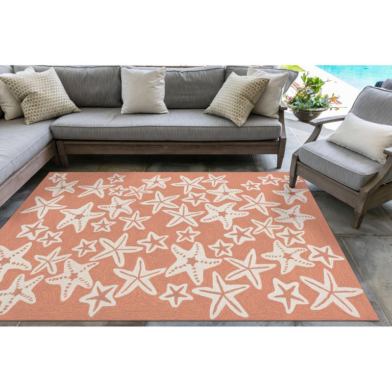 Liora Manne Capri Starfish Indoor/Outdoor Rug Coral 5' x 7'6"