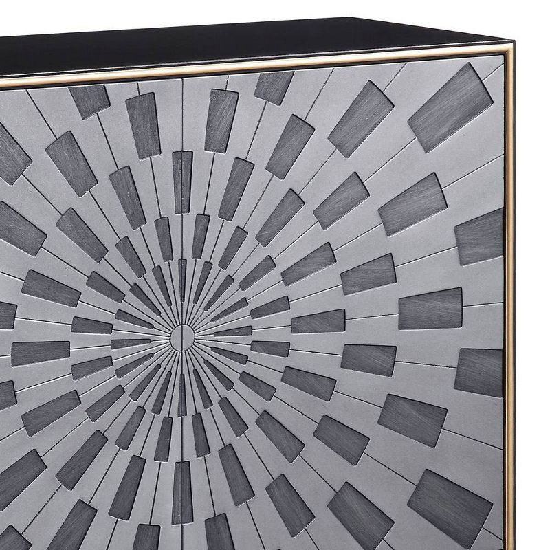 39" Quilla Accent Table Black, Gray and Brass Finish - Acme Furniture