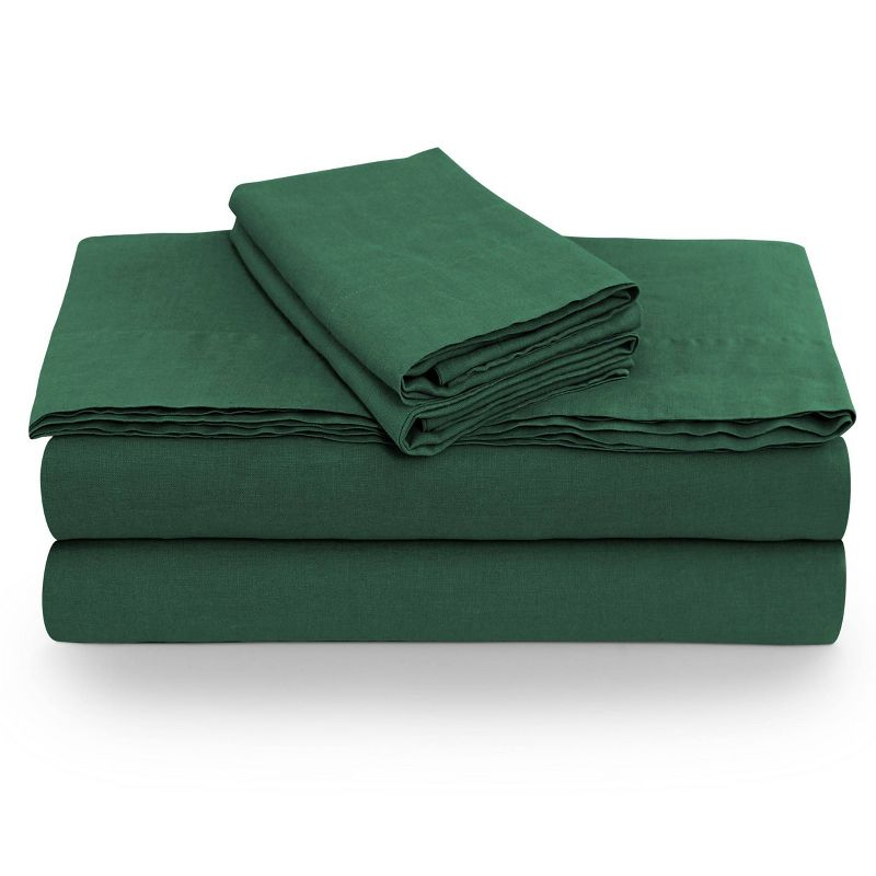 Tribeca Living Standard European Garment Washed Linen Pillowcase Set Jade Green: 100% Linen, Plain Weave, OEKO-TEX Certified