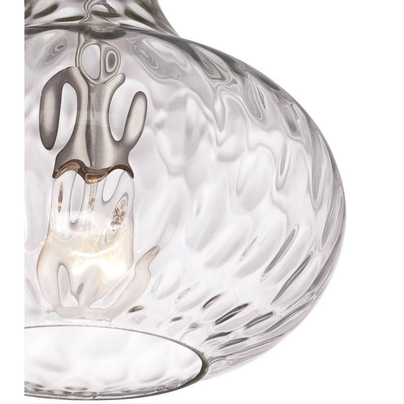 360 Lighting Cora Brushed Nickel Mini Pendant Light 11" Wide Modern Clear Textured Glass Shade for Dining Room House Foyer Kitchen Island Entryway