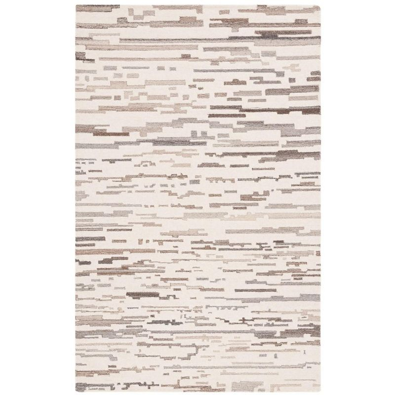 Ebony EBN501 Hand Tufted Area Rug - Ivory/Grey - 4'x6' - Safavieh.