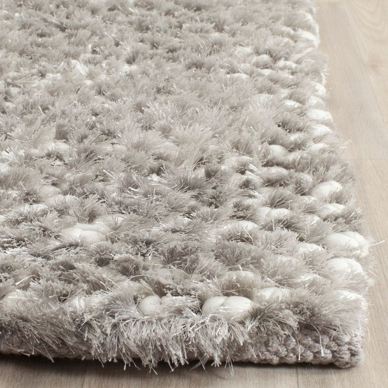 Saint Tropez Shag STS641 Hand Woven Area Rug - Silver - 5'x8' - Safavieh.