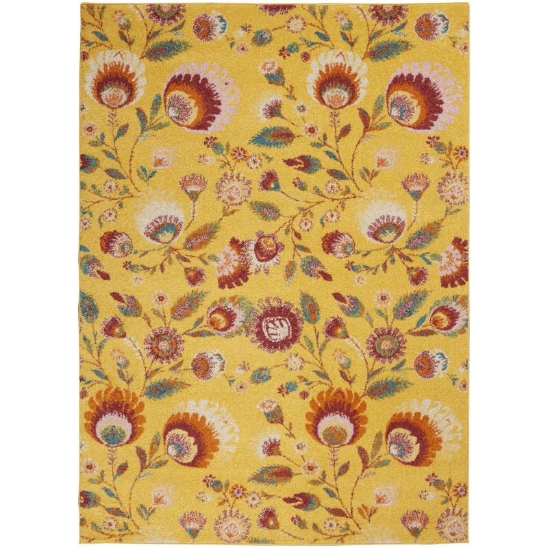 Nourison Allur Blooming Floral Indoor Area Rug Yellow Multicolor 5'3" x 7'3"