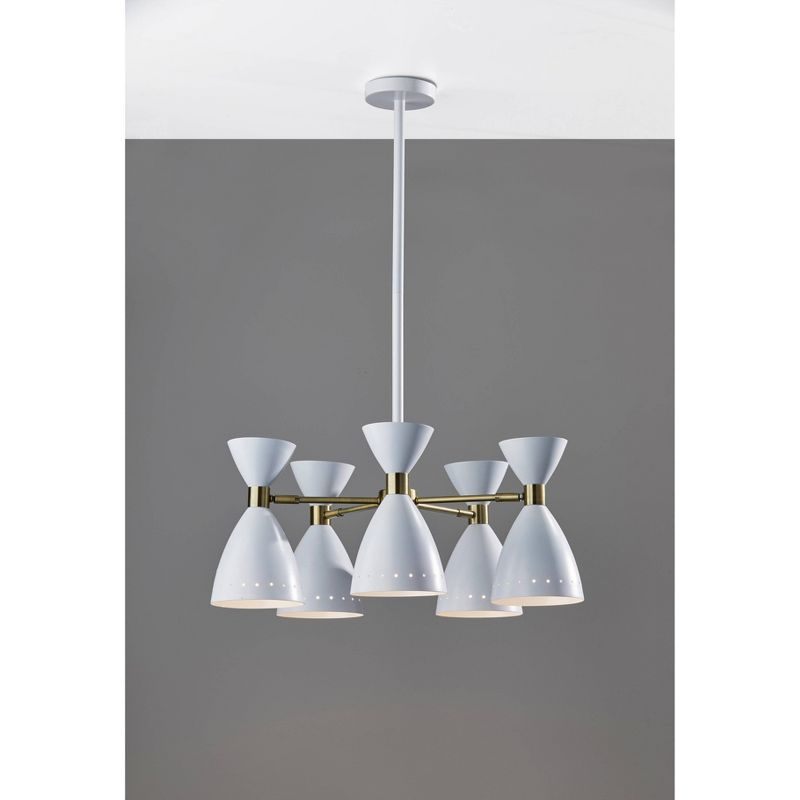 Adesso 5-Head Oscar Pendant White: Modern Metal Ceiling Fixture, ETL Listed, 40W E26, No Bulb Included