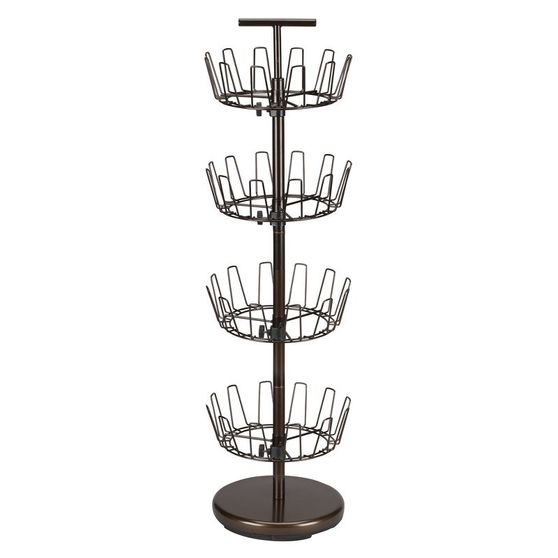 4-Tier Revolving Shoe Tree, Heavy-Duty Steel with Stabilized Base, Holds 24 Pairs of Shoes, Antique Bronze