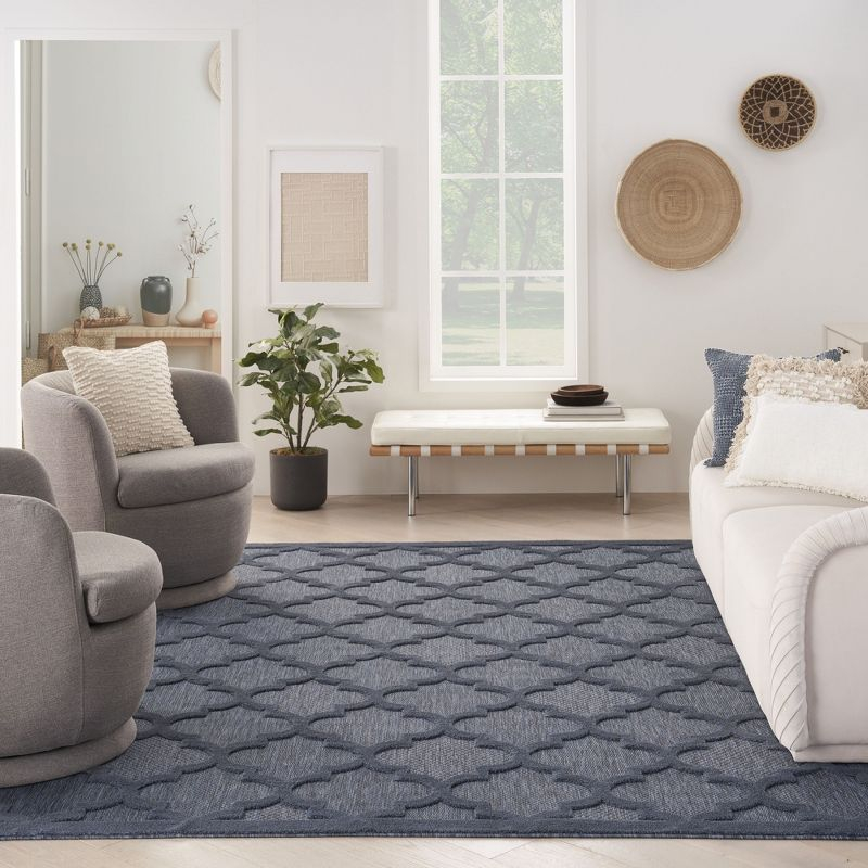 Nourison Easy Care 7' x 10' Navy Blue Indoor/Outdoor Rug