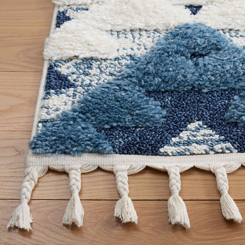 Moroccan Tassel Shag MTS688 Power Loomed Indoor Area Rug - Blue/Ivory - 8'x10' - Safavieh