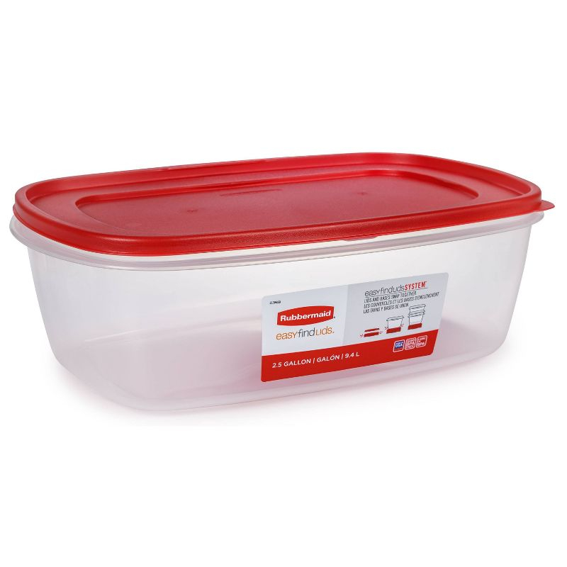 Rubbermaid Easy Find Lids 320oz (2.5 gal) Plastic Rectangle Food Storage Container Clear: Large, Microwave & Freezer Safe