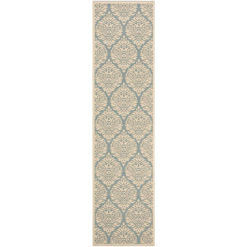 Beach House BHS135 POWER LOOMED Indoor/Outdoor Runner Rug - Aqua/Cream - 2'2"x4' - Safavieh