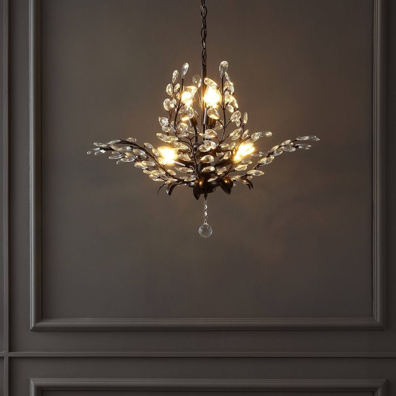 28.5" 7-Light Diantha Contemporary Bohemian Iron/Acrylic LED Pendant Oil Rubbed Bronze/Clear - JONATHAN Y: ETL Listed, Adjustable Height