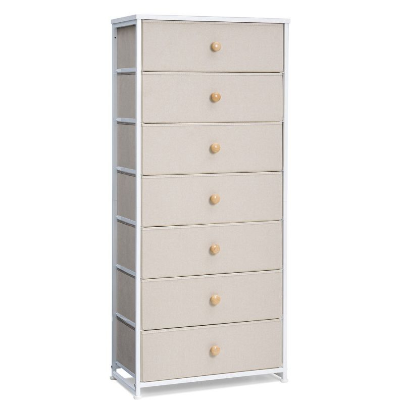 Crestlive Products 7 Drawers dresser for bedroom Chest Furniture Storage Tower Organizer Unit for Bedroom Beige