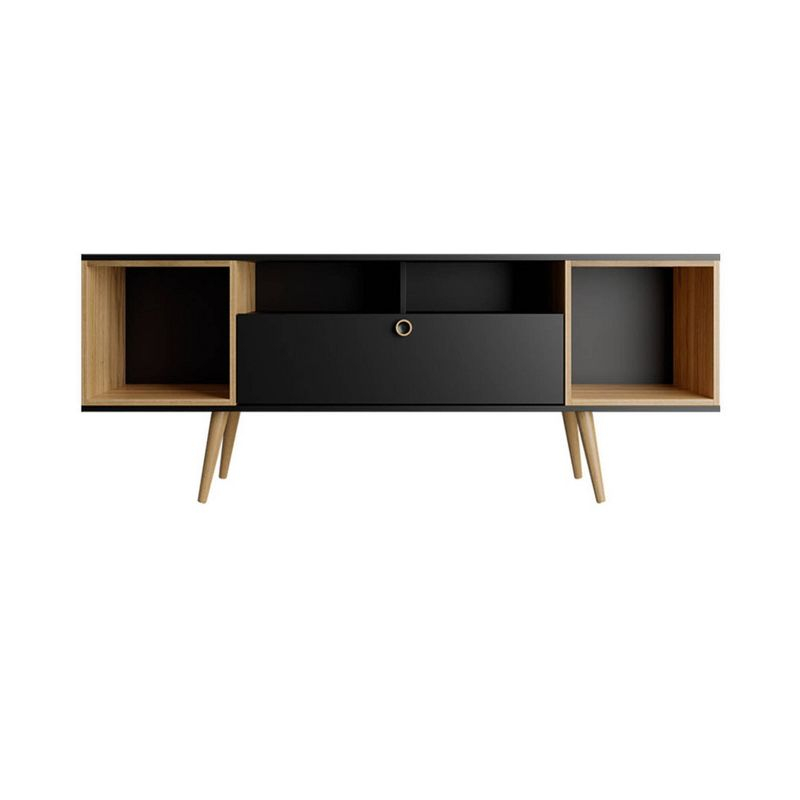 Theodore TV Stand for TVs up to 60" Black/Cinnamon - Manhattan Comfort: Entertainment Center with Cable Management