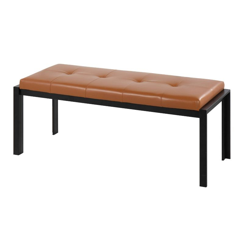 46" Fuji PU Leather/Metal Bench Black/Camel - LumiSource: Upholstered Rectangle, Padded Seat, 500lb Capacity