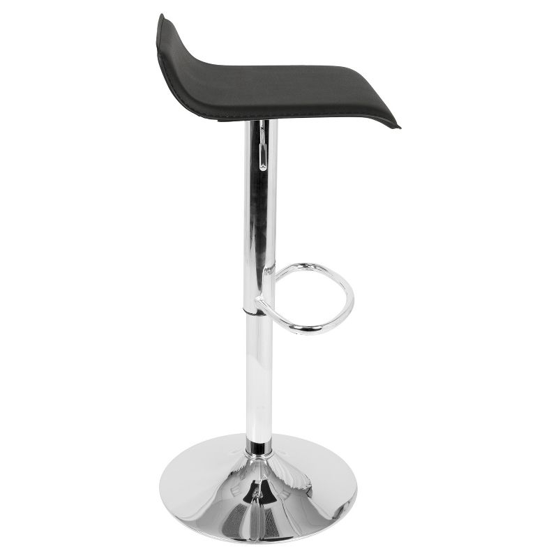 Set of 2 Ale Contemporary Adjustable Barstool Black - Lumisource: Chrome-Plated, Low Back, Swivel, PVC Upholstery