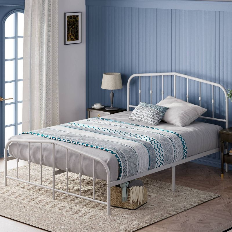 Zinus Queen Heidi Metal Platform Bed Frame White: Contemporary Style, Steel Construction, No Box Spring Needed, Max 700 lbs