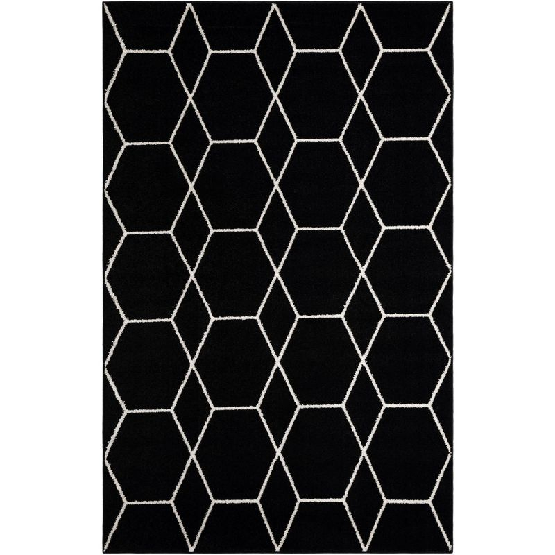Unique Loom 5' 0 x 8' 0 Trellis Frieze Geometric Black Area Rug