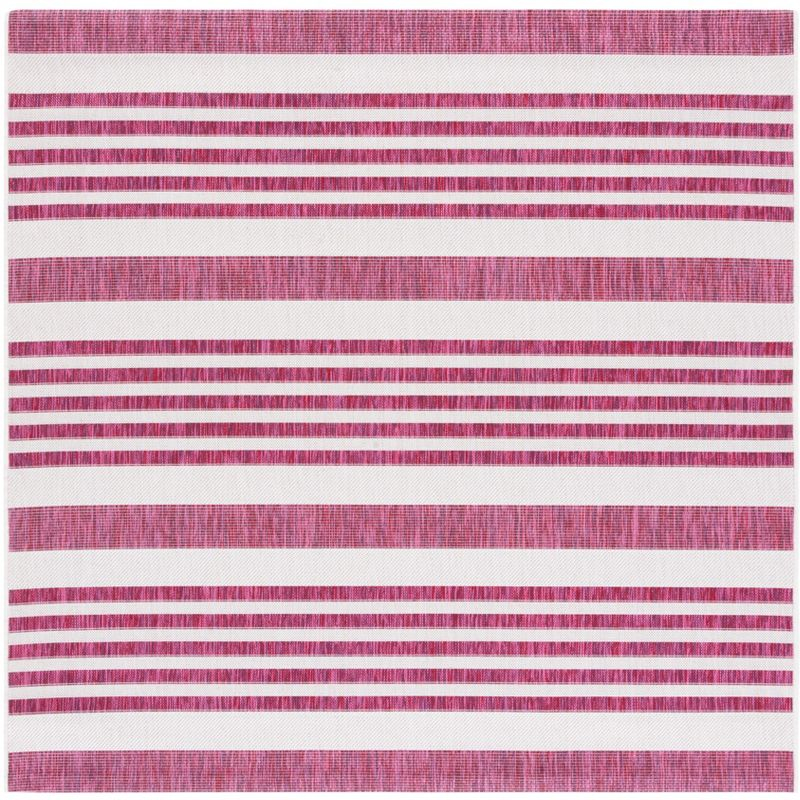 Courtyard CY8062 Power Loomed Indoor and Outdoor Area Rug - Ivory/Red - 6'7"x6'7" - Safavieh