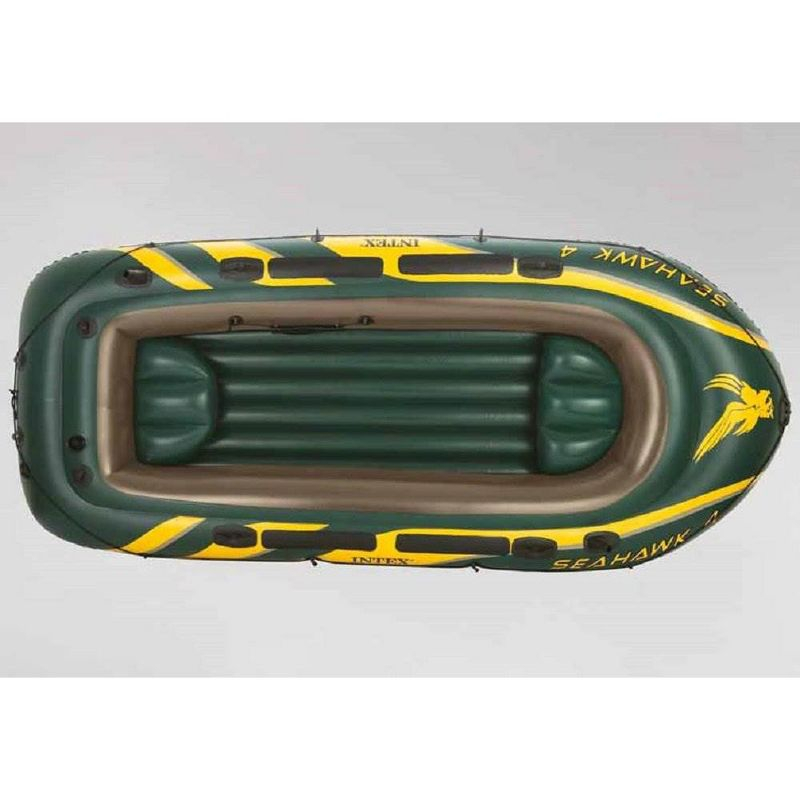INTEX 68351EP Seahawk 4 Inflatable Boat Set: Includes Deluxe 54in Boat Oars and High-Output Pump – SuperStrong PVC – Fishing Rod Holders – 4-Person –