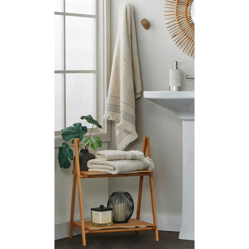 SKL Home 2pc Mirage Fringe Hand Towel Set Blush: 100% Cotton, Jacquard Terry, Bathroom Decor