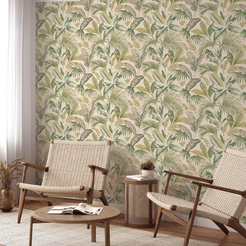Tempaper & Co.® Havana Palm Removable Peel and Stick Wallpaper, Tropical Green, 28 sq. ft.: Vinyl Botanical Leaf Design
