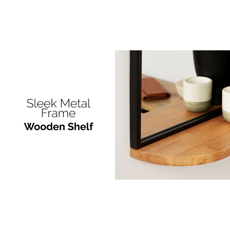 Kate and Laurel Schuyler Arch Wall Mirror with Shelf, 20x28, White