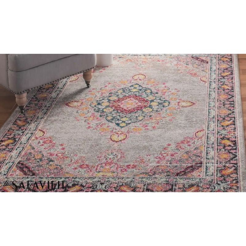 Madison 200 MAD252 Power Loomed Indoor Area Rug - Grey/Fuchsia - 4'x6' - Safavieh