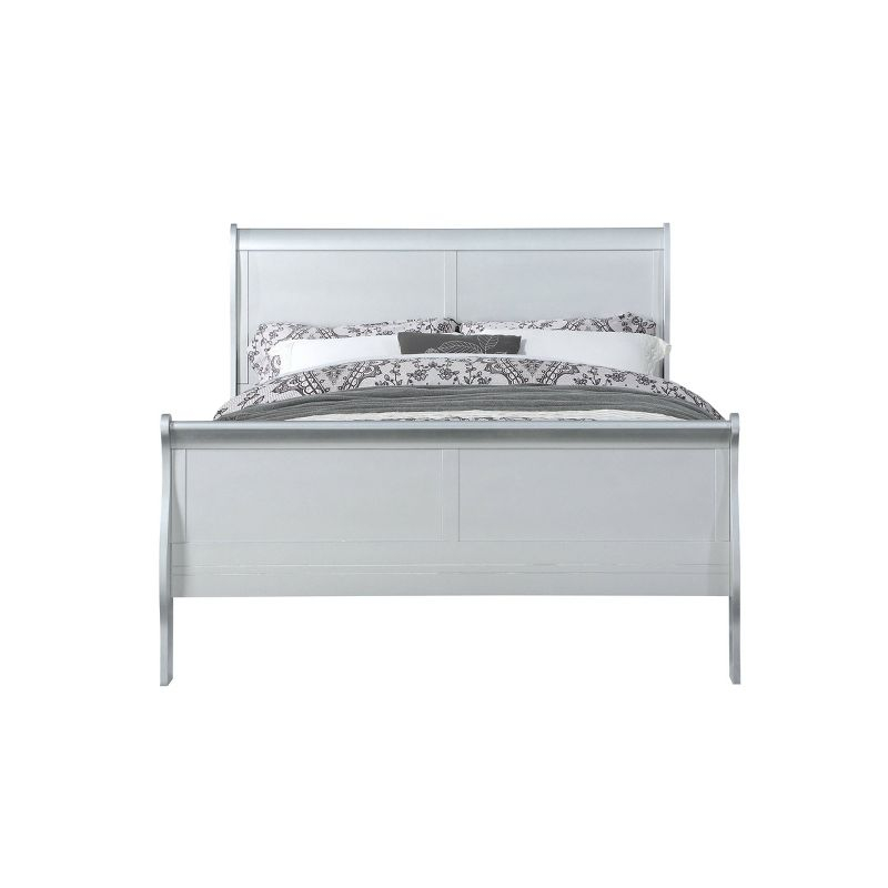 Full Louis Philippe Bed Platinum - Acme Furniture: Classic Sleigh, Pine Wood Frame, Box Spring Required