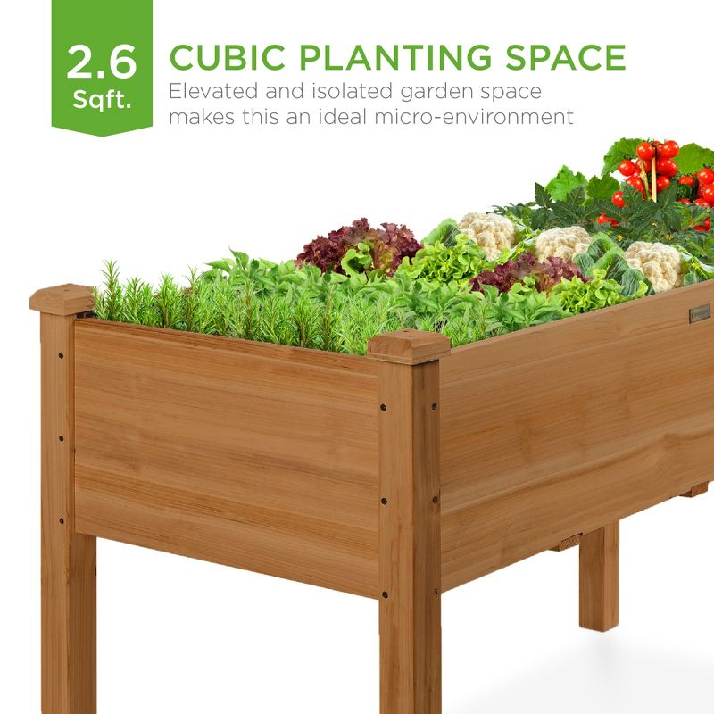Best Choice Products 34x18x30in Raised Garden Bed, Elevated Wood Planter Box for Kids, Patio w/ Bed Liner - Acorn Brown