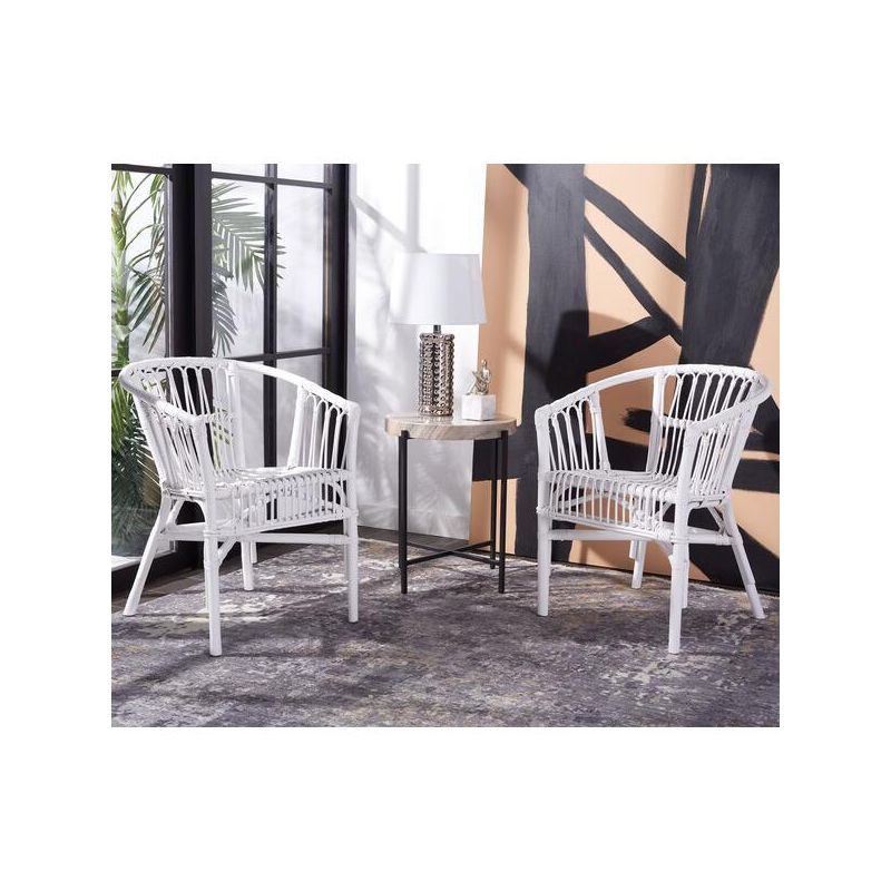 Adriana Rattan Accent Chair - Set of 2 - ACH6505 - White - Safavieh