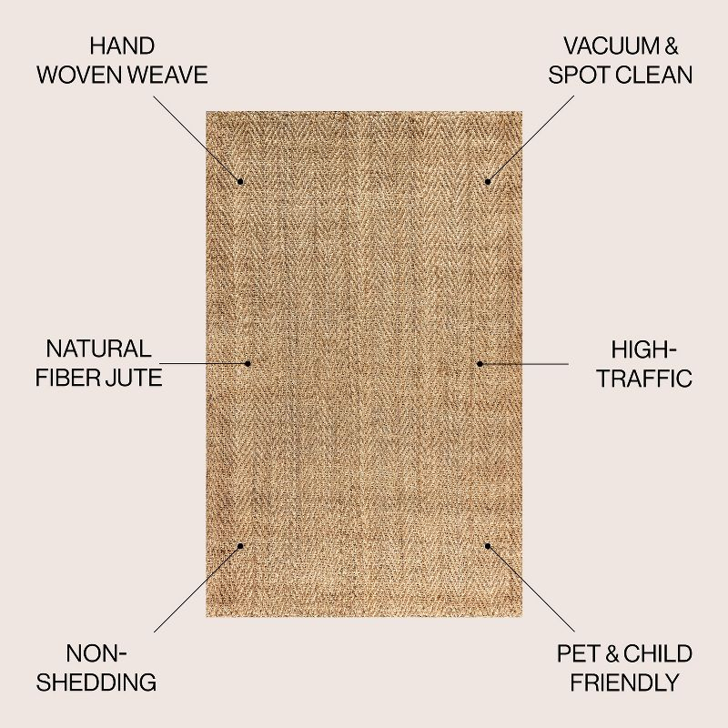 Espina Hand Woven Herringbone Chunky Jute Natural 6' Square Area Rug - JONATHAN Y